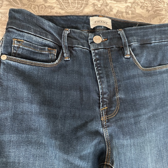 FRAME Denim Blue Le Crop Mini Boot Cascade Hem Bootcut Jeans Women's Size 28 - Picture 9 of 9